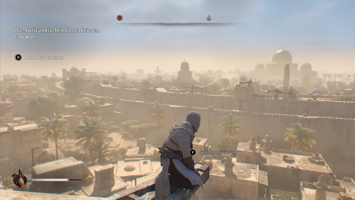 Die Fernsicht von einem der Türme ist technisch nicht so toll - aber trotzdem faszinierend. (Bild: Ubisoft/Screenshot: Golem.de)