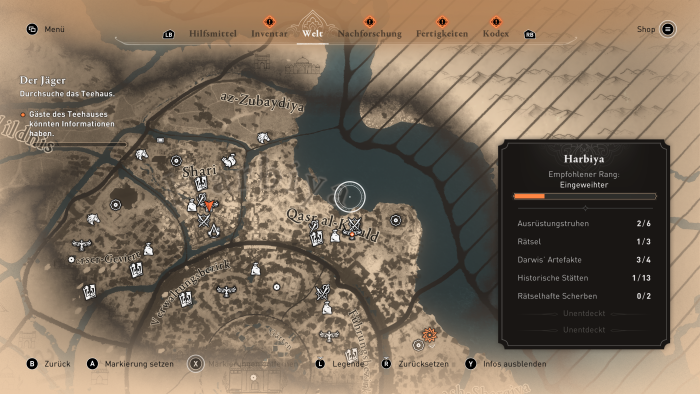 Die Übersichtskarte zeigt wie immer all wichtigen Orte. (Bild: Ubisoft/Screenshot: Golem.de)