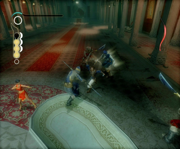 Die Kämpfe in The Sands of Time werden schnell sehr stressig, weil man zahlreiche Gegner gleichzeitig in Schach halten muss. (Bild: Ubisoft/Screenshot: Medienagentur Plassma)