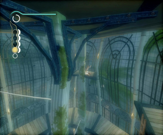 Wenn ein gewagter Sprung ins Leere geht, sollte man besser die Zeit zurückdrehen und die Stelle erneut angehen. (Bild: Ubisoft/Screenshot: Medienagentur Plassma)