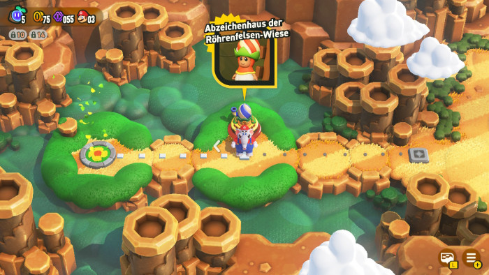 Über die Oberwelt gelangen wir von Level zu Level. (Bild: Nintendo/Screenshot: Golem.de)