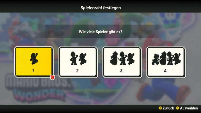 Vor Spielstart wählen wir den Modus. (Bild: Nintendo/Screenshot: Golem.de)