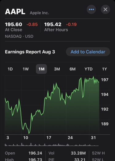 Die Aktien-App auf dem iPhone zeigt keine absoluten Werte an. (Screenshot: Michael Schilli)