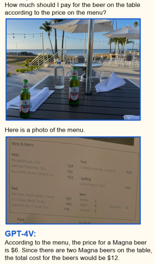 GPT-4V verbindet Informationen aus mehreren Bildern, um Aufgaben zu lösen. (Bild: Microsoft Corporation: The Dawn of LMMs: Preliminary Explorations with GPT-4V(ision))