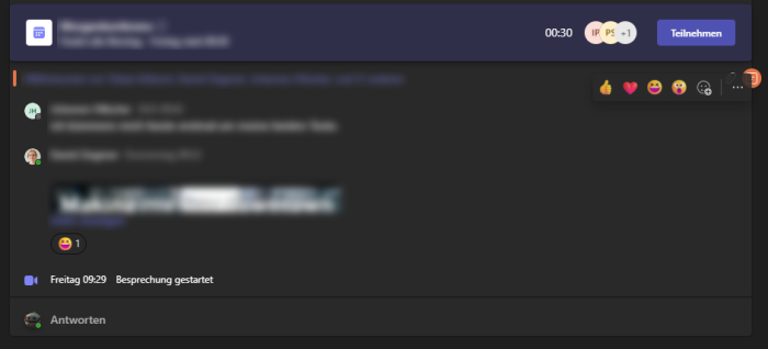 Videokonferenzen werden nicht mehr ganz so bildschirmfüllend angekündigt. (Screenshot: Oliver Nickel/Golem.de)