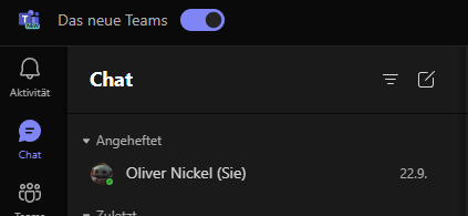 Das neue Teams kann aktuell mittels Schaltfläche aktiviert oder deaktiviert werden. (Screenshot: Oliver Nickel/Golem.de)