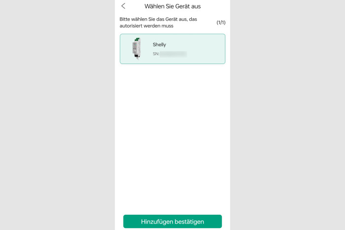 Dann lässt sich das gewünschte Shelly-Gerät einbinden. (Screenshot: Golem.de)