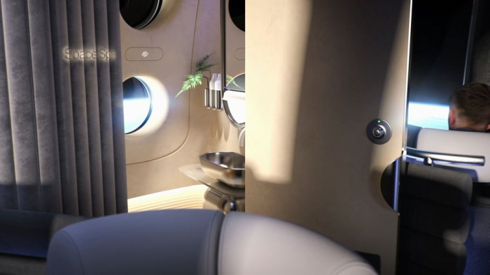 Hier ist der Blick vom Innenraum der Neptune auf das Bad (credit: Space Perspectiv).