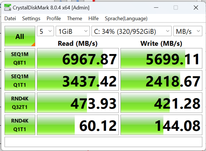 SSD-Geschwindigkeit (Screenshot: Oliver Nickel/Golem.de)