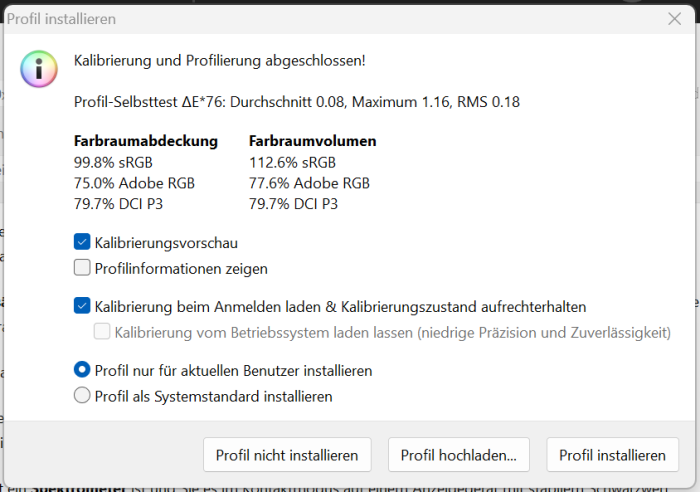 Farbraumabdeckung des Displays (Screenshot: Oliver Nickel/Golem.de)