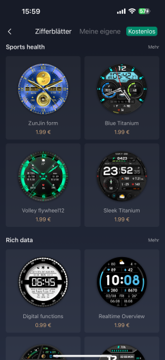 Wer besonders viele Zifferblätter möchte, muss dafür bezahlen. (Bild: Amazfit/Screenshot: Golem.de)