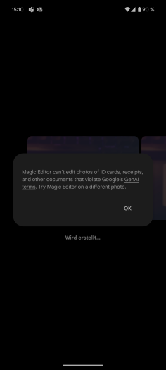Die Fehlermeldung, wenn wir ein Ausweisdokument bearbeiten wollen. (Screenshot: Golem.de)