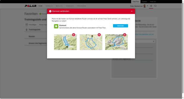 Per Komoot oder Import kommen GPX-Dateien auf die Uhr. (Bild: Polar/Screenshot: Golem.de)