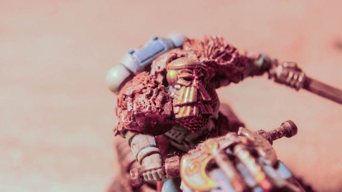 Bei diesem Outrider der Space Marines haben wir etwa einen neuen Helm und einen Fellumhang hinzugefügt. (Bild: Oliver Nickel/Golem.de)