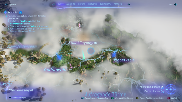 Die Übersichtskarte, recht weit herausgezoomt. (Bild: Ubisoft/Screenshot: Golem.de)