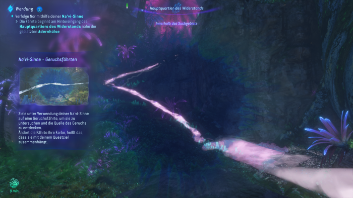 Solchen Geruchsspuren folgen wir mehrfach. (Bild: Ubisoft/Screenshot: Golem.de)