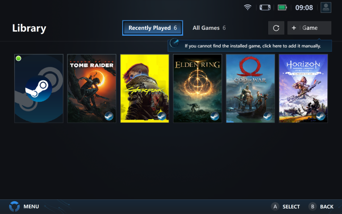 Die Legion-Space-Software fasst alle installierten Games zusammen und bietet Einstellungsmöglichkeiten. (Screenshot: Oliver Nickel/Golem.de)