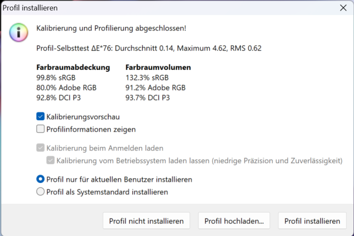 Farbabdeckung des OLED-Monitors (Bild: Oliver Nickel/Golem.de)