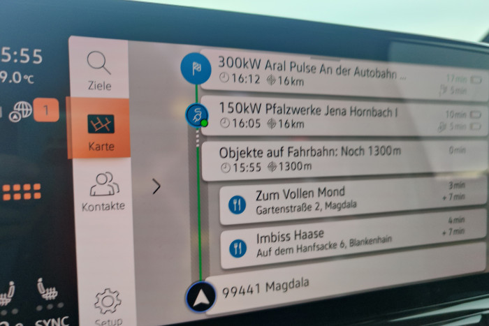 Was nervte: Selbst wenn man eine Ladestation als Ziel eingab, wollte das Navi noch kurz vorher laden, um nicht unter zehn Prozent Ladestand anzukommen. (Foto: Friedhelm Greis/Golem.de)