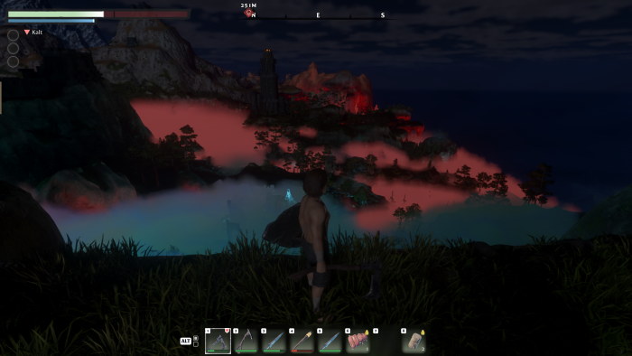 Bei Nacht sehen wir, wie der Nebel in einer Talsenke wabert. (Bild: Keen Games/Screenshot: Golem.de)