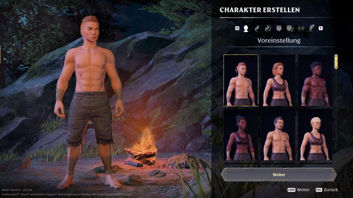 Vor Spielbeginn erstellen wir einen Charakter. (Bild: Keen Games/Screenshot: Golem.de)