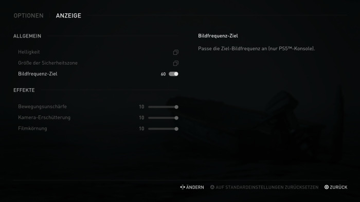 Das Grafikmenü von The Last of Us 2 auf der PS4. (Bild: Naughty Dog/Screenshot: Golem.de)