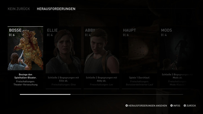 Ein Blick auf die freischaltbaren Inhalte in Kein Zurück (Bild: Naughty Dog/Screenshot: Golem.de)
