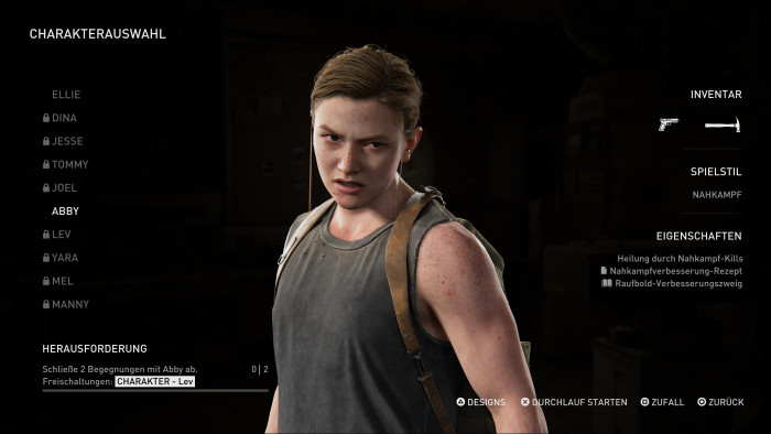 Die meisten Charaktere müssen wir in Kein Zurück erst freischalten. (Bild: Naughty Dog/Screenshot: Golem.de)