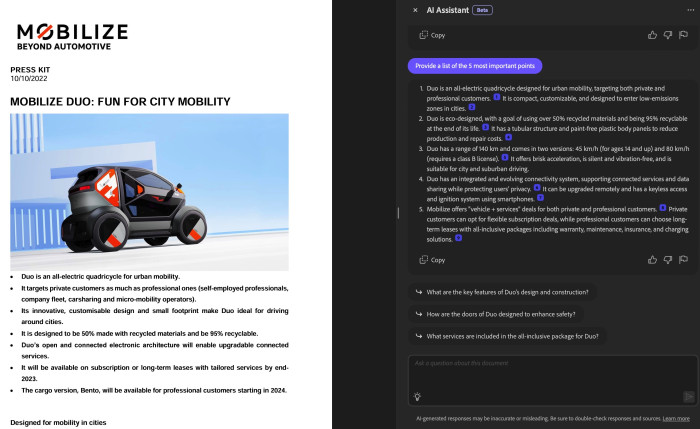 AI Assistant in Acrobat Online (Bild: Golem.de)