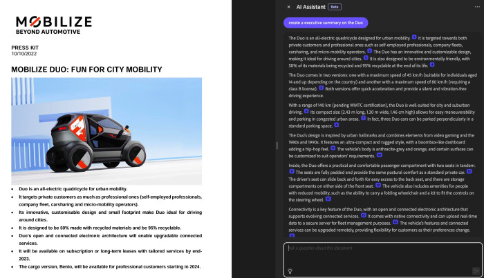 AI Assistant in Acrobat Online (Bild: Golem.de)