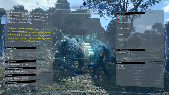 Per Analyse lernen wir die Stärken und Schwächen der Monster kennen. (Bild: Square Enix/Screenshot: Golem.de)