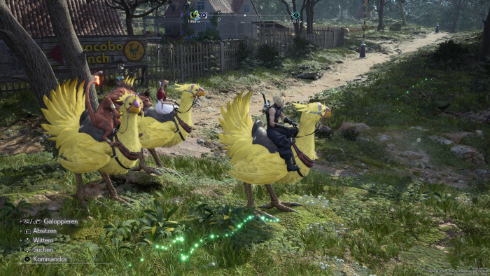 Helden, die auf Quietscheentchen reiten: Cloud auf dem Rücken eines Chocobos. (Bild: Square Enix/Screenshot: Golem.de)