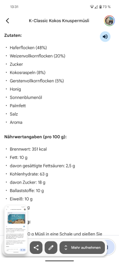 Problematisch wird es bei Informationen, die &uuml;ber das auf der Packung Erkennbare hinausgehen: Die Inhaltsstoff- und N&auml;hrwertangaben sind komplett ausgedacht. (Screenshot: Golem.de)