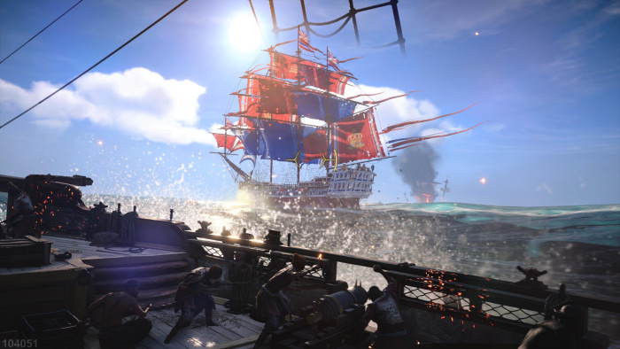 Gegen das britische Flaggschiff helfen unsere Kanonen offenbar nicht - oder doch? (Bild: Ubisoft/Screenshot: Golem.de)