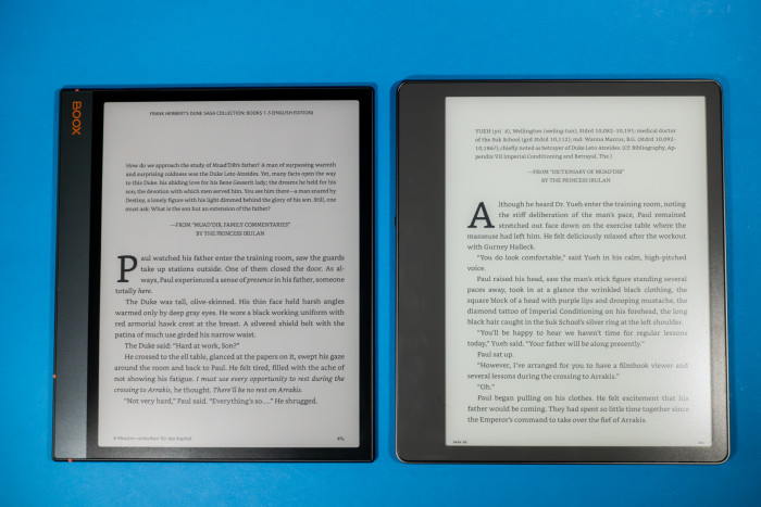 Das Boox-Tablet hat aber ansonsten gegenüber dem Kindle Scribe nur Vorteile. (Bild: Tobias Költzsch/Golem.de)