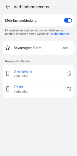Die Einstellungen für Bluetooth-Multipoint sind nur in der Android-Version der AI-Life-App vorhanden. (Bild: Huawei/Screenshot: Golem.de)