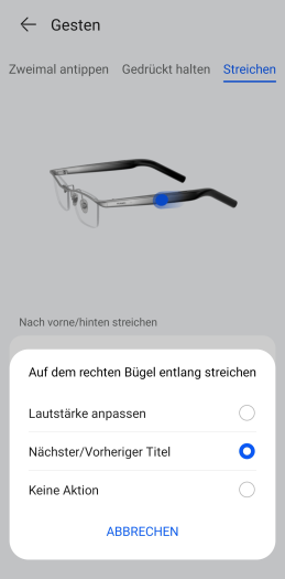 ... außer mit der Lautstärkeregelung auch mit Titelsprung belegen. (Bild: Huawei/Screenshot: Golem.de)