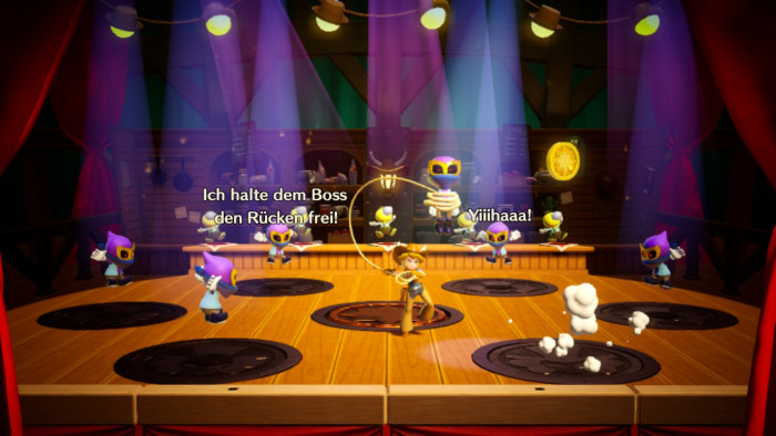 Im Saloon legt sich Peach per Lasso mit Gegnern an. (Bild: Nintendo/Screenshot: Golem.de)