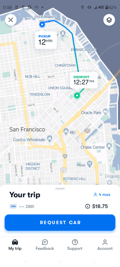 Den Preis sehen wir, bevor wir die Fahrt in Auftrag geben. (Bild: Waymo/Screenshot: Golem.de)