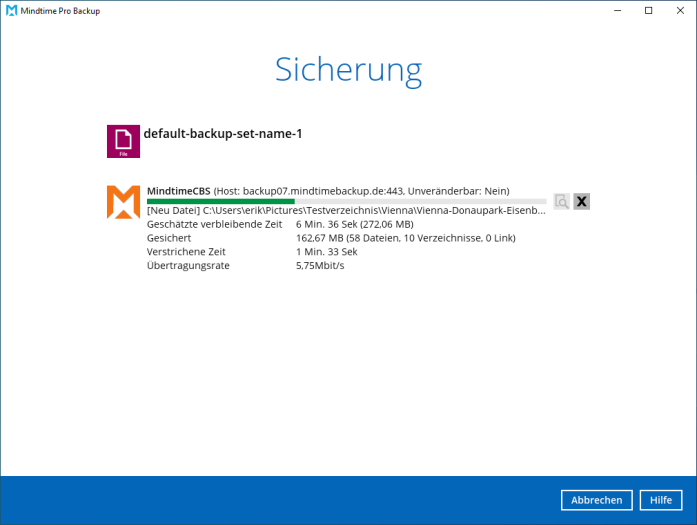 Der Fortschritt des Backups wird in Echtzeit grafisch angezeigt. (Bild: Erik Baerwaldt)