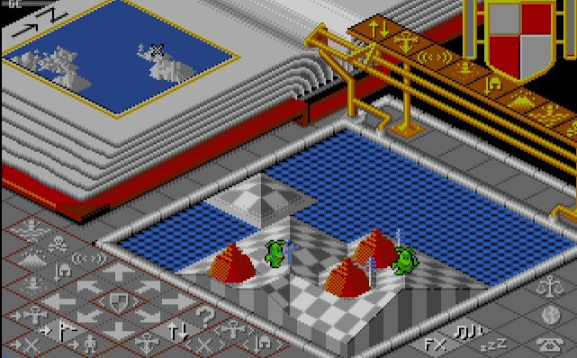 Dieses Bild zeigt die Amiga-Version von Promised Lands, einem Add-on mit besonders abstrakter Hintergrundkulisse. (Bild: Bullfrog/Medienagentur plassma)