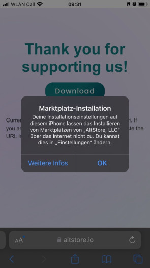 Bevor der Altstore installiert werden kann, müssen wir dem iPhone dies erst erlauben. (Screenshot: Daniel Ziegener/Golem.de)