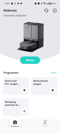 Die Eufy-Clean-App erlaubt es unter anderem, Shortcuts zu bestimmten Reinigungsroutinen einzurichten. (Screenshot: Tobias Költzsch/Golem.de)