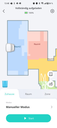 Die Räume erfasst der Saugroboter gut, die Möbel werden für unseren Geschmack etwas undeutlich dargestellt. (Screenshot: Tobias Költzsch/Golem.de)