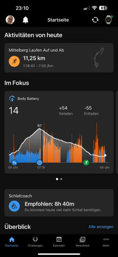 Schade: Aktivitäten sind nicht mehr so schön farbenfroh wie in früheren Versionen der App. (Bild: Garmin/Screenshot: Golem.de)