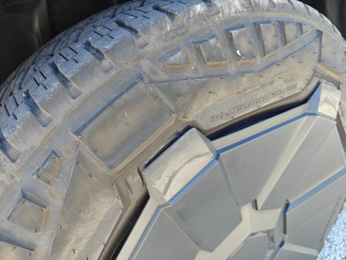 Bei näherer Betrachtung ist das Problem mit den Radkappen zu erkennen: Sie sollten eigentlich entfernt werden, da sie den Reifen beschädigen können. (Bild: Tobias Költzsch/Golem.de)