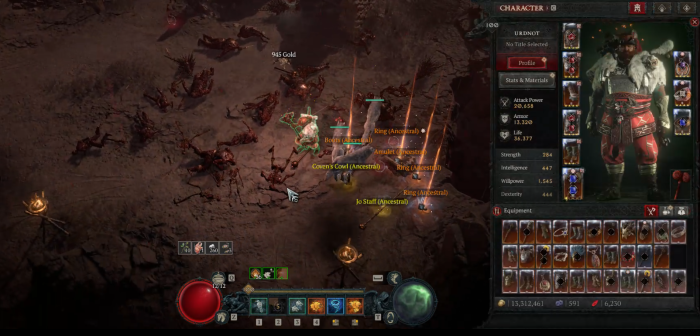 Manche Gegenstände werden mit größeren Affixes fallen gelassen - erkennbar an dem Stern. (Screenshot: Oliver Nickel, Golem.de)
