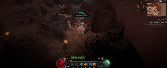 Mit Cinders können wir Truhen in Helltides öffnen. (Screenshot: Oliver Nickel, Golem.de)