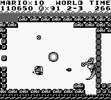 In zwei Leveln spielt sich Super Mario Land wie ein klassisches Shoot&amp;#8217;em up. Hier geht&amp;#8217;s dem Endboss von Welt 2-3 an den Kragen. (Quelle: Moby Games)