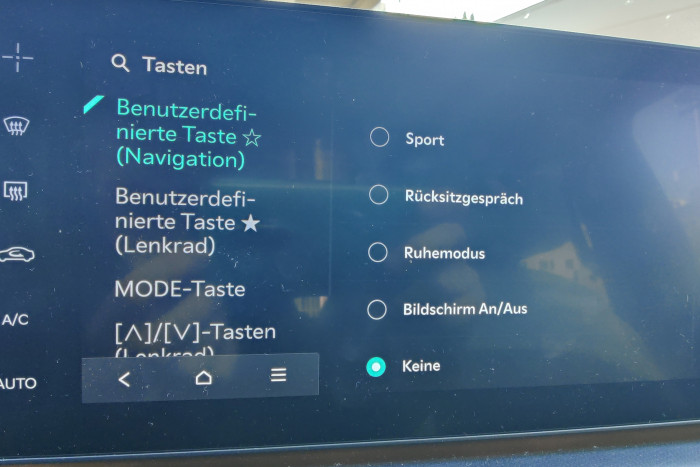 Die Belegung der freien Tasten lässt sich im Infotainmentsystem einstellen. (Foto: Friedhelm Greis/Golem.de)